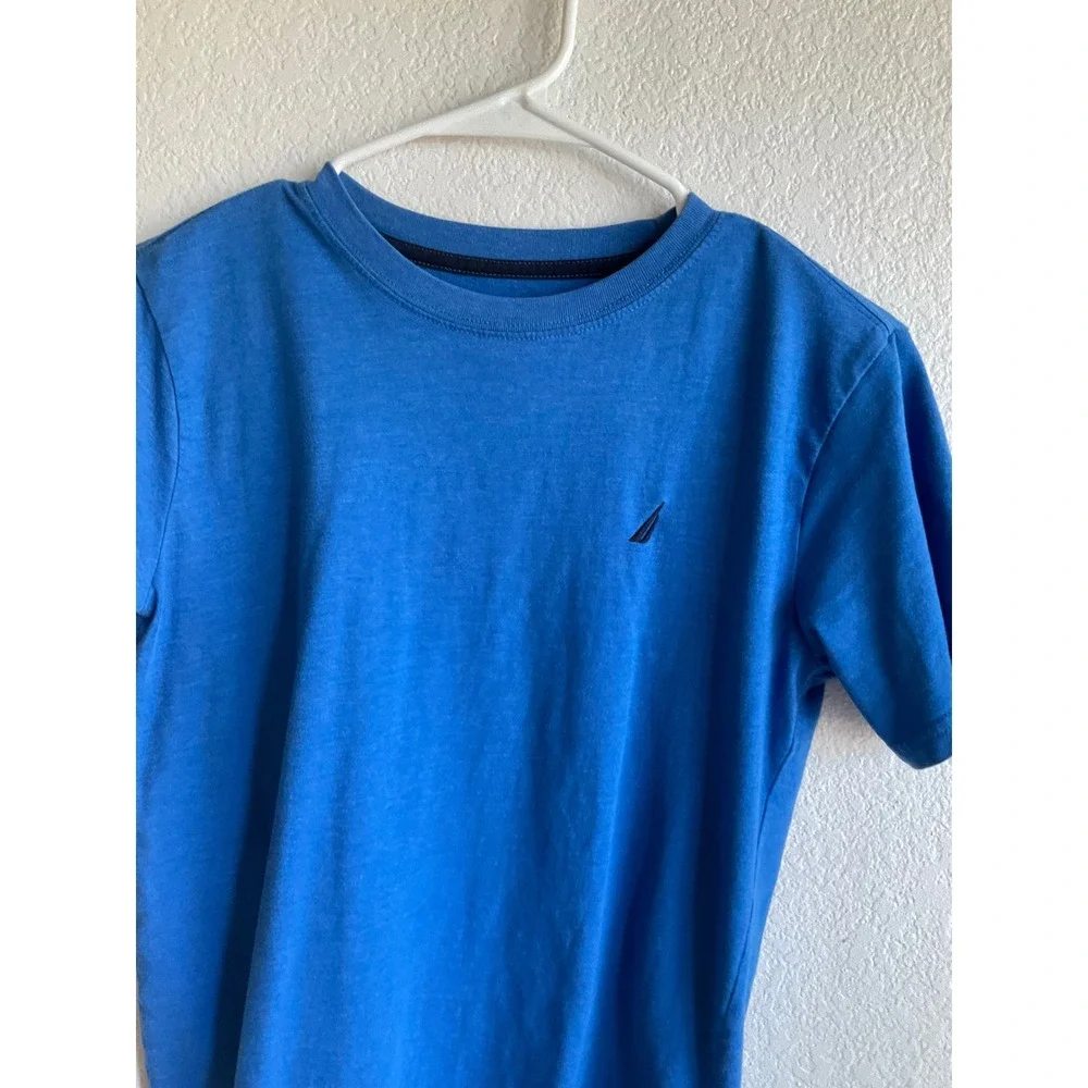 Nautica Boys Blue Short Sleeve T-Shirt Crew Neck Logo Size L‎ 14/16 casual